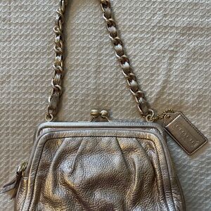 Coach Gold Metallic Shoulder Bag with Chain